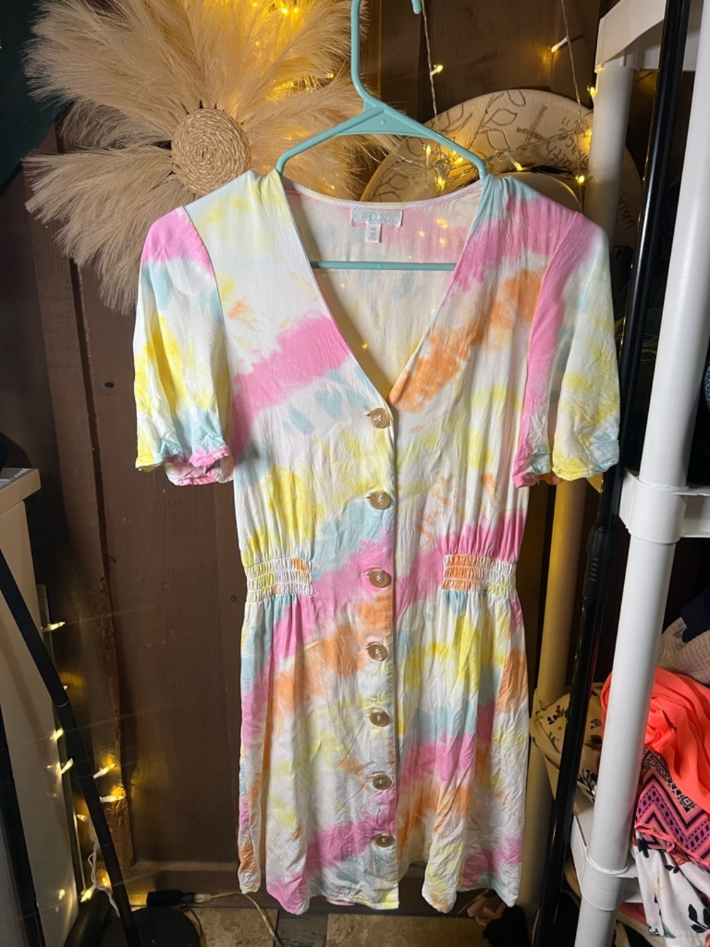 Abound Pastel Tie-Dye Midi Dress in Pink, Yellow, Blue, Orange